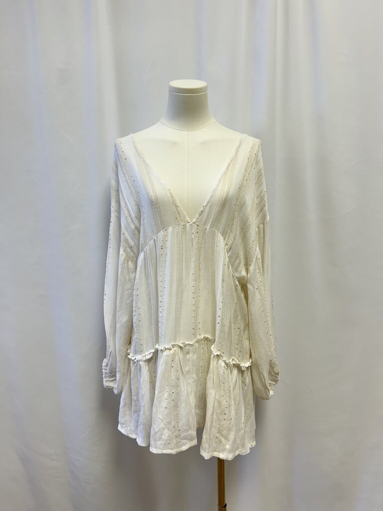 L Space White and Gold Mini Dress NWT