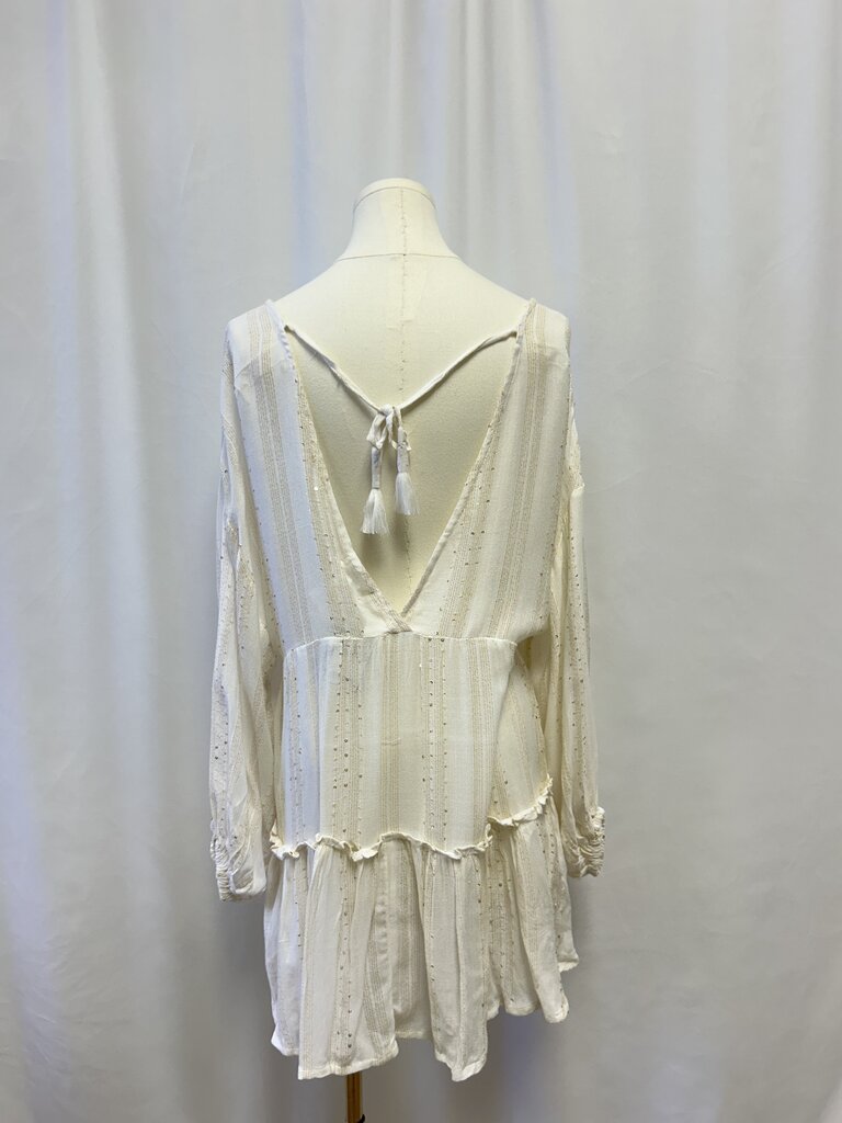 L Space White and Gold Mini Dress NWT