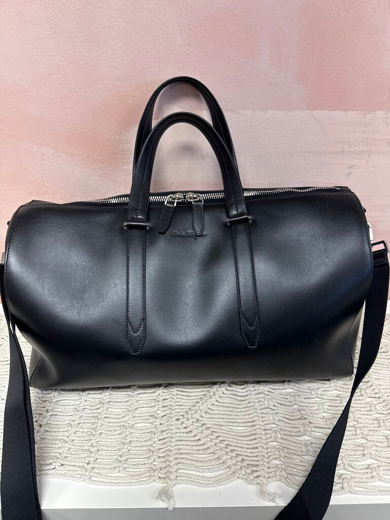 Ferragamo Black Leather Duffle Bag