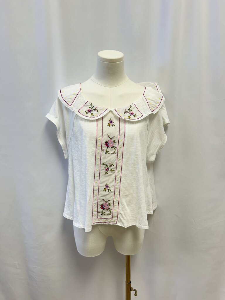 Anthropologie White Peter Pan Collar Top