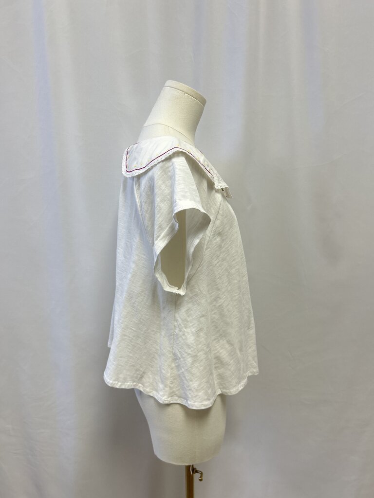 Anthropologie White Peter Pan Collar Top