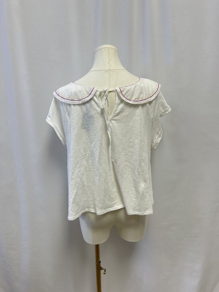 Anthropologie White Peter Pan Collar Top