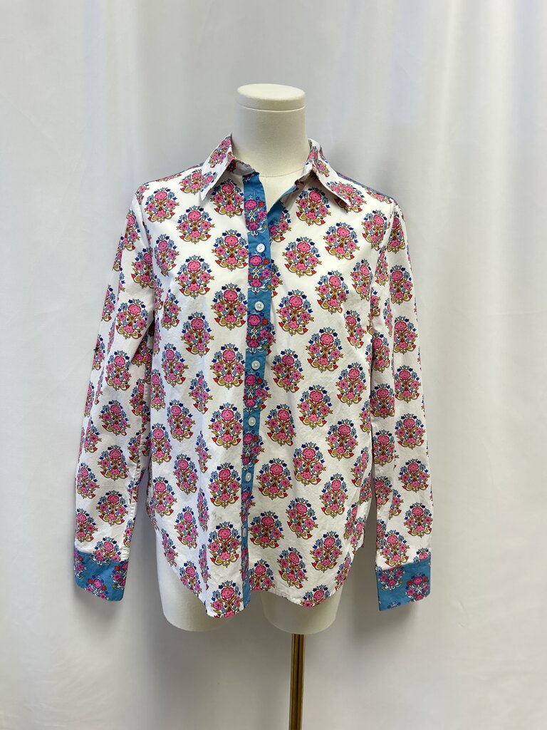 Boden White Flower Button Up NWT