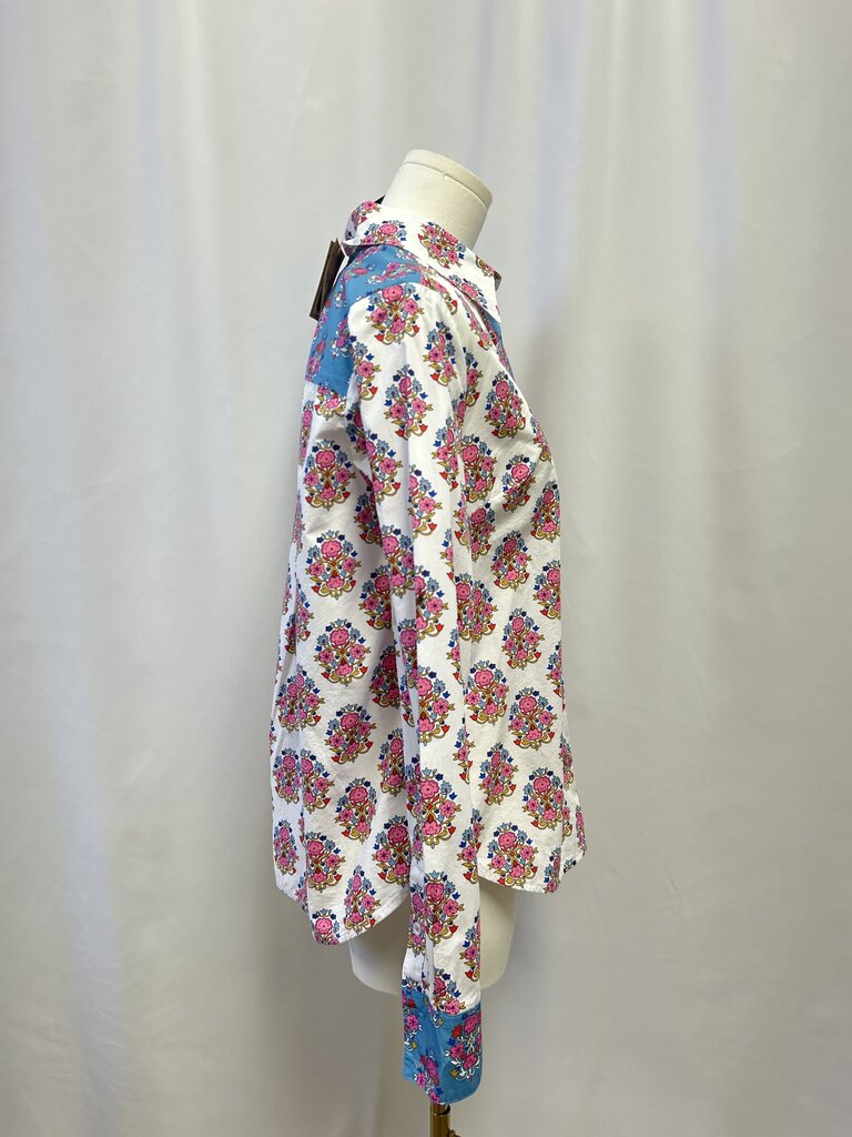 Boden White Flower Button Up NWT