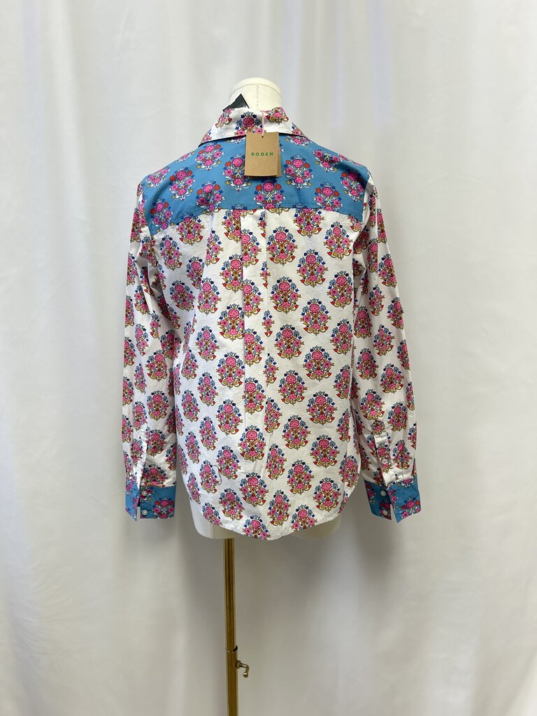 Boden White Flower Button Up NWT