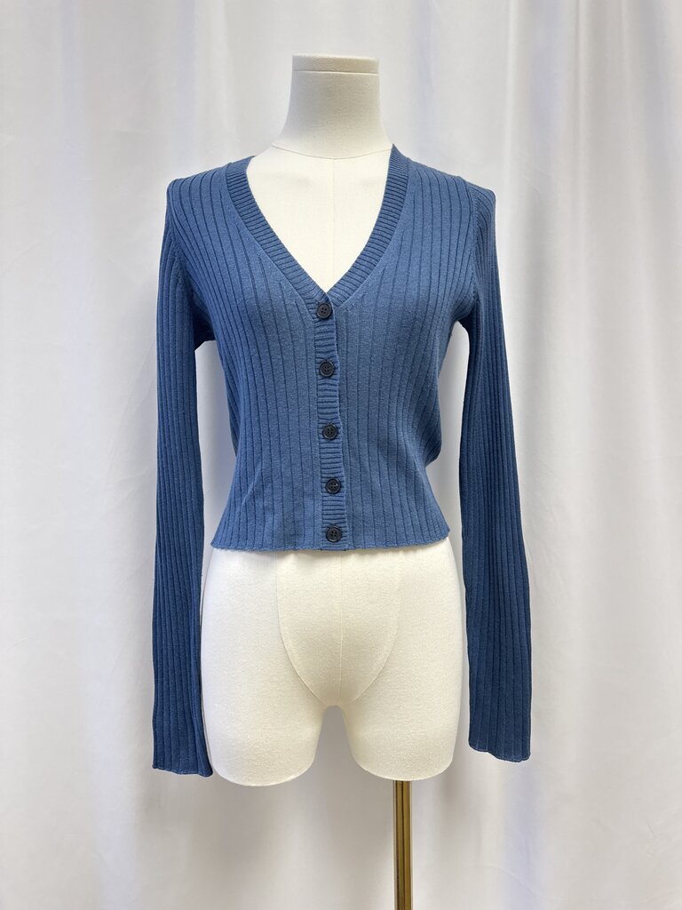 Naadam Slate Blue Ribbed Cardigan