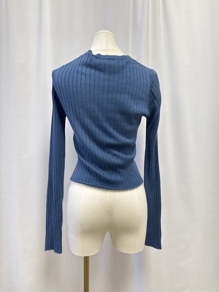 Naadam Slate Blue Ribbed Cardigan