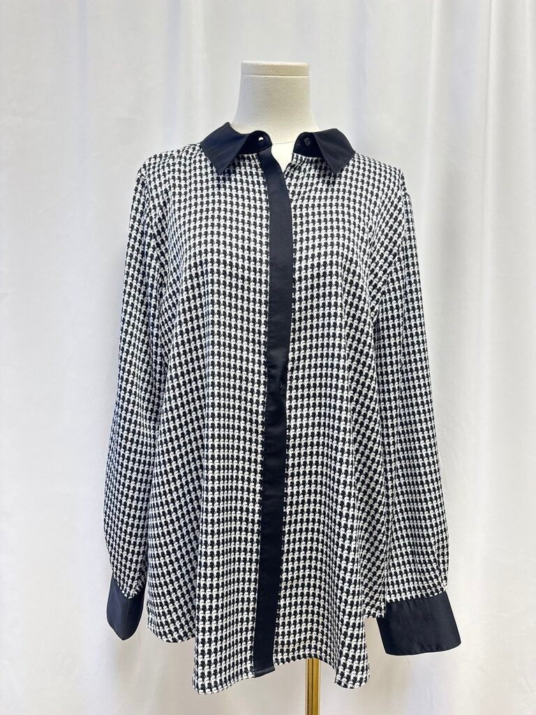 Karl Lagerfeld Black and White Houndstooth Blouse