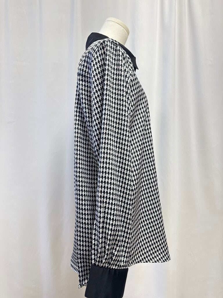 Karl Lagerfeld Black and White Houndstooth Blouse