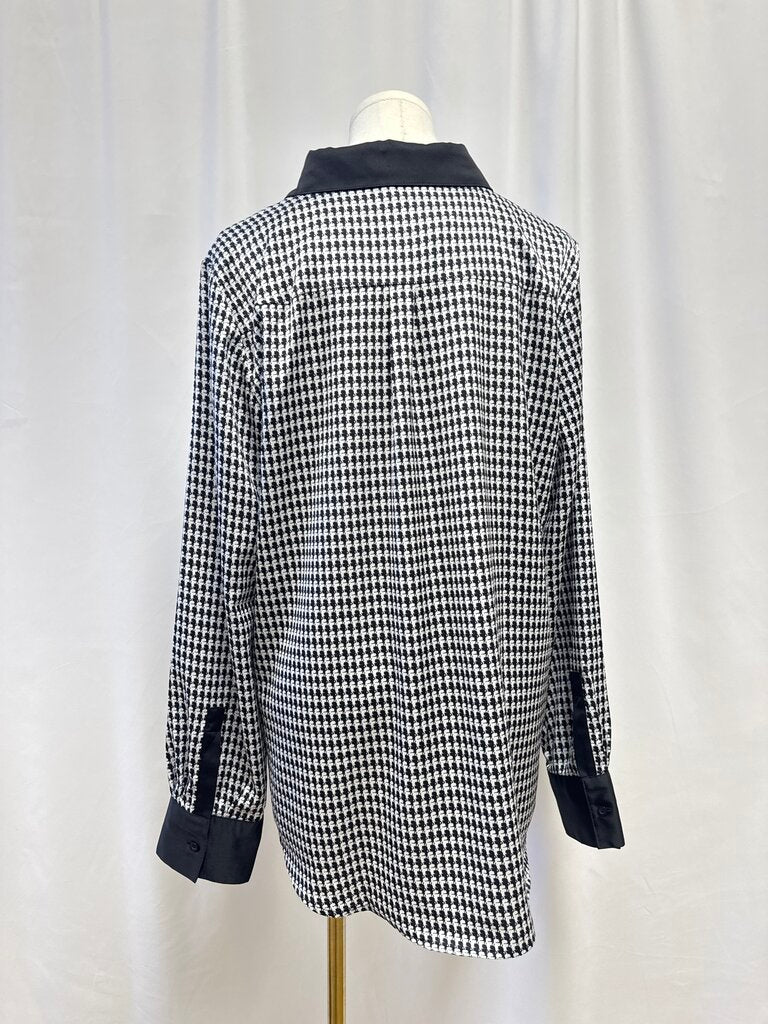 Karl Lagerfeld Black and White Houndstooth Blouse
