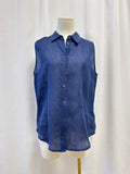Eqiupment Femme Blue Linen Sleeveless Top