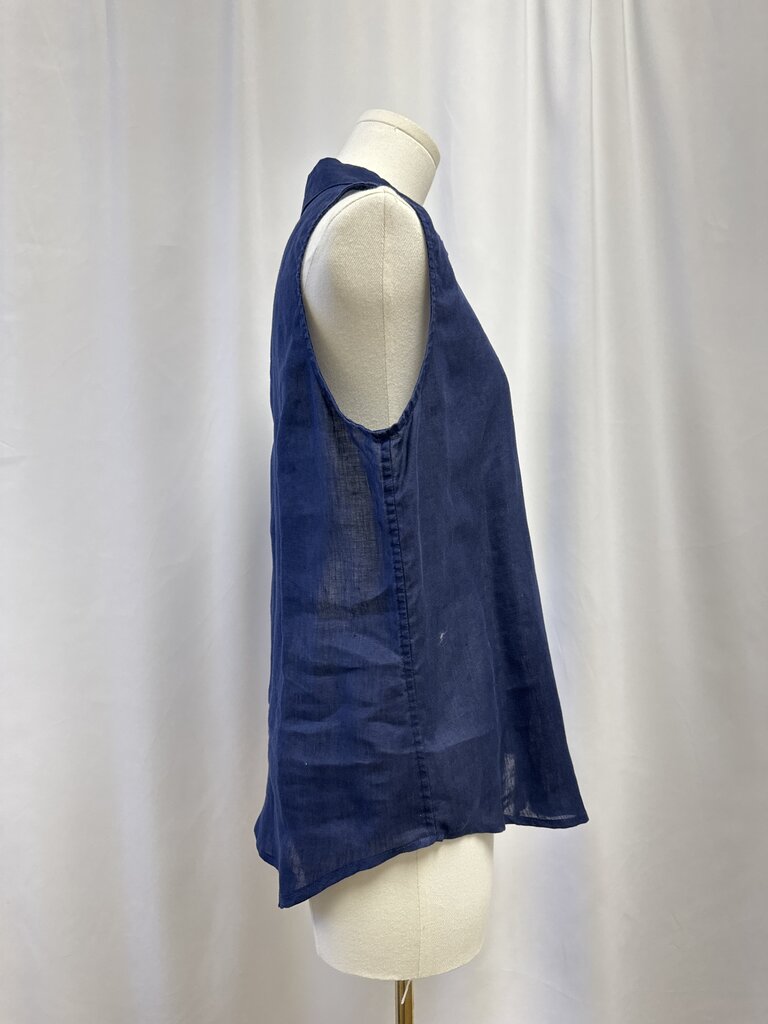 Eqiupment Femme Blue Linen Sleeveless Top