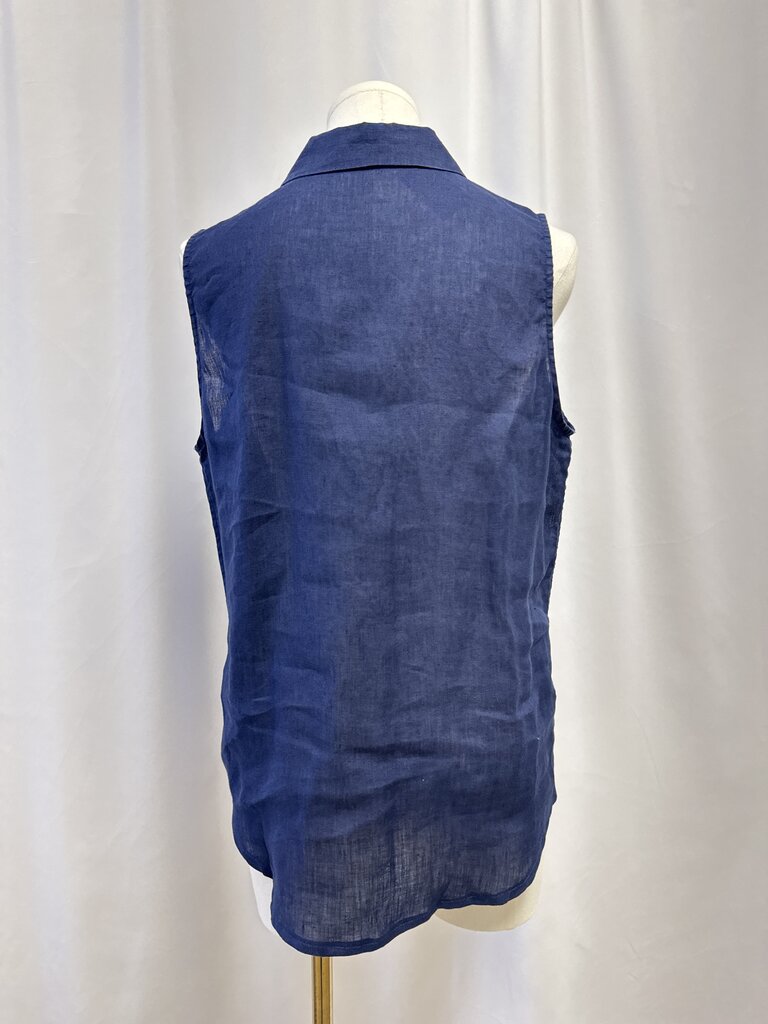 Eqiupment Femme Blue Linen Sleeveless Top