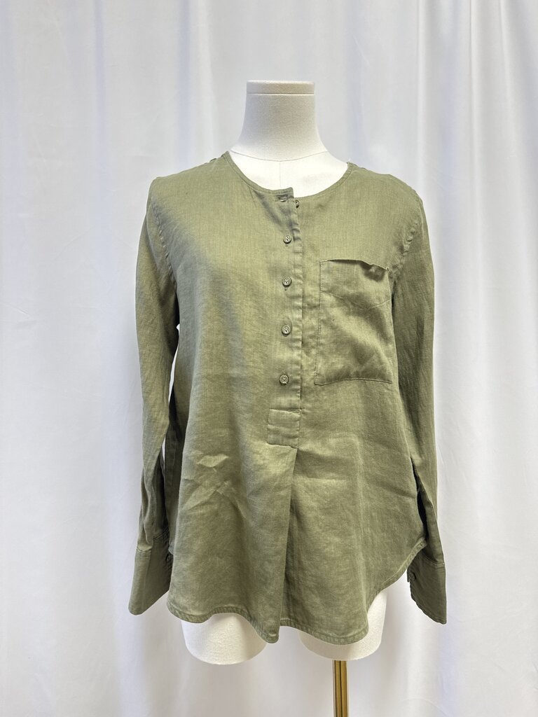 Elie Tahari Olive Linen Top