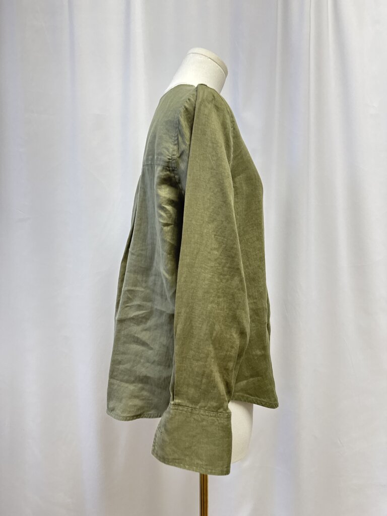 Elie Tahari Olive Linen Top