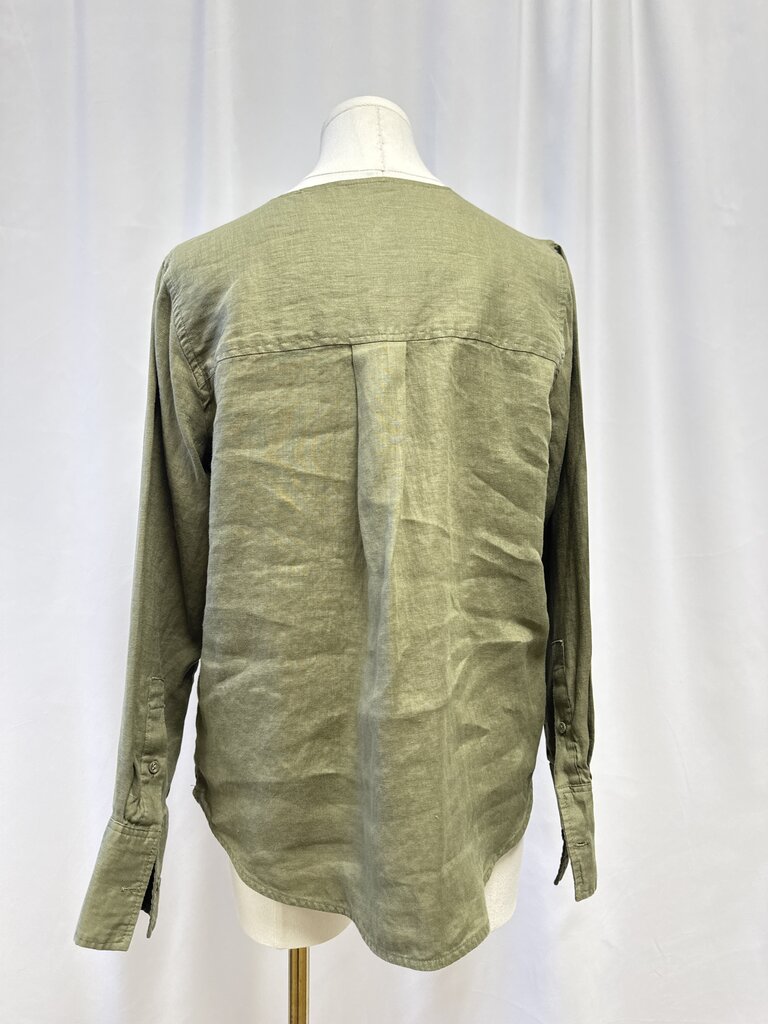 Elie Tahari Olive Linen Top