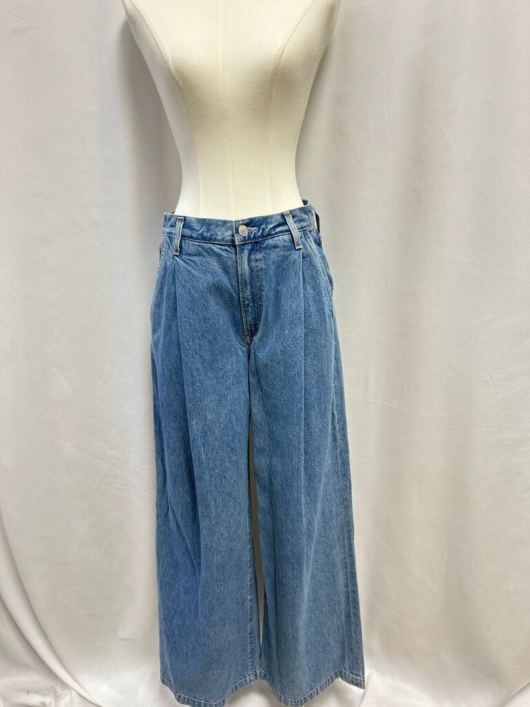 AGOLDE Blue Pleated Straight Leg Jean
