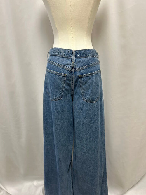AGOLDE Blue Pleated Straight Leg Jean