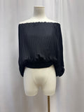 A.L.C. Black Pleated Off the Shoulder Top