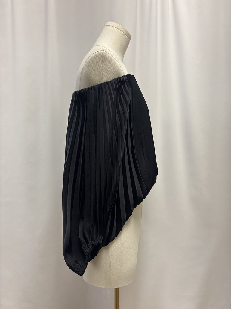 A.L.C. Black Pleated Off the Shoulder Top