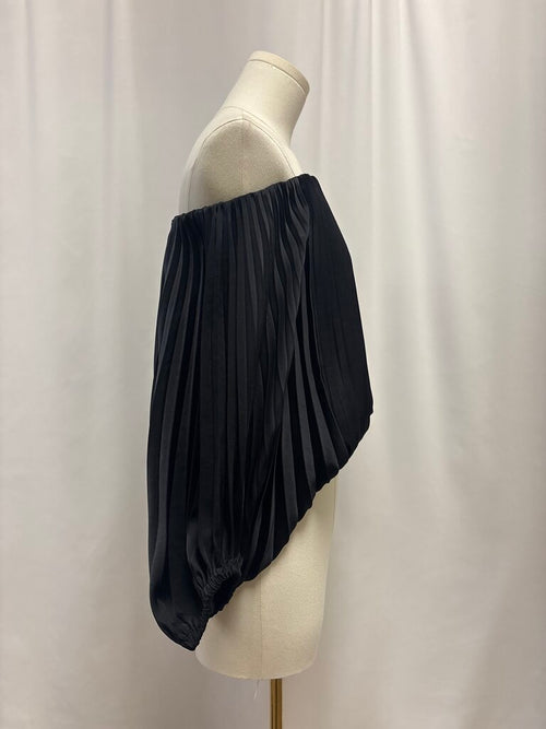 A.L.C. Black Pleated Off the Shoulder Top