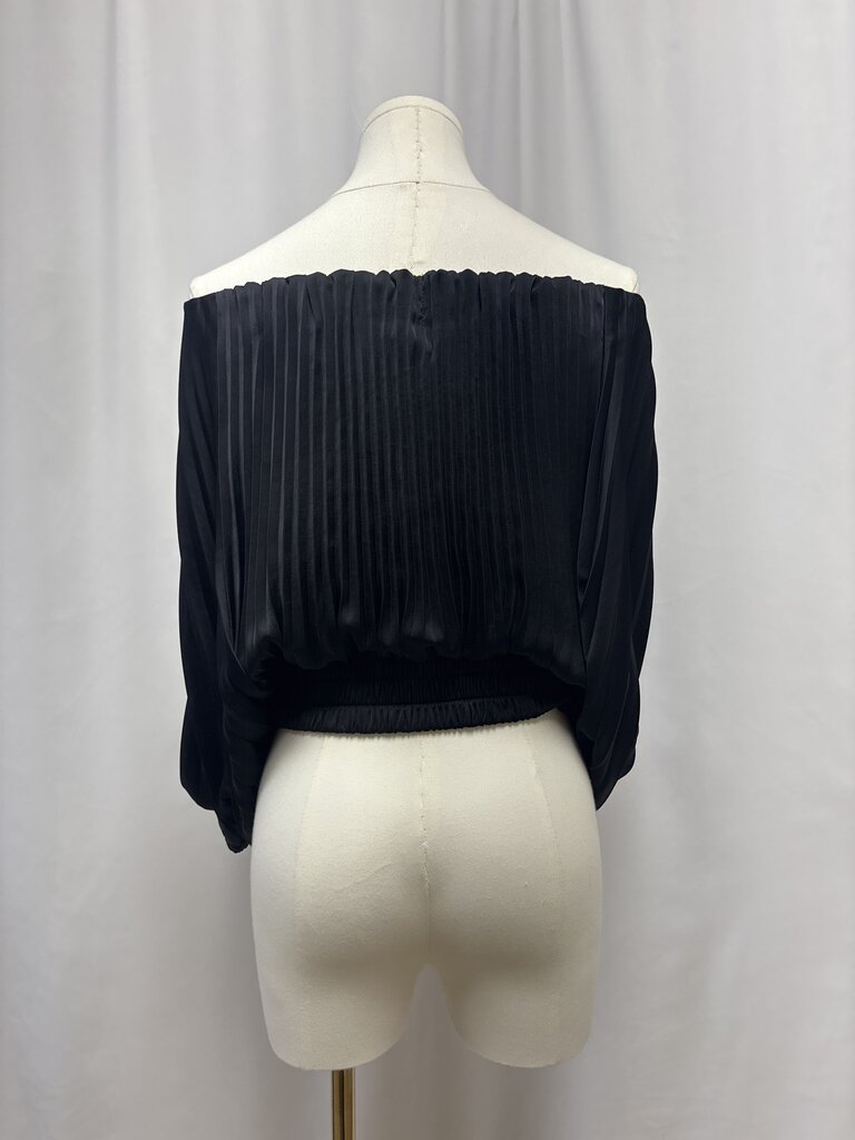 A.L.C. Black Pleated Off the Shoulder Top
