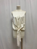 Cinq a Sept White Tie Bottom Blouse