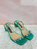 Sergio Rossi Green Embellished Heels