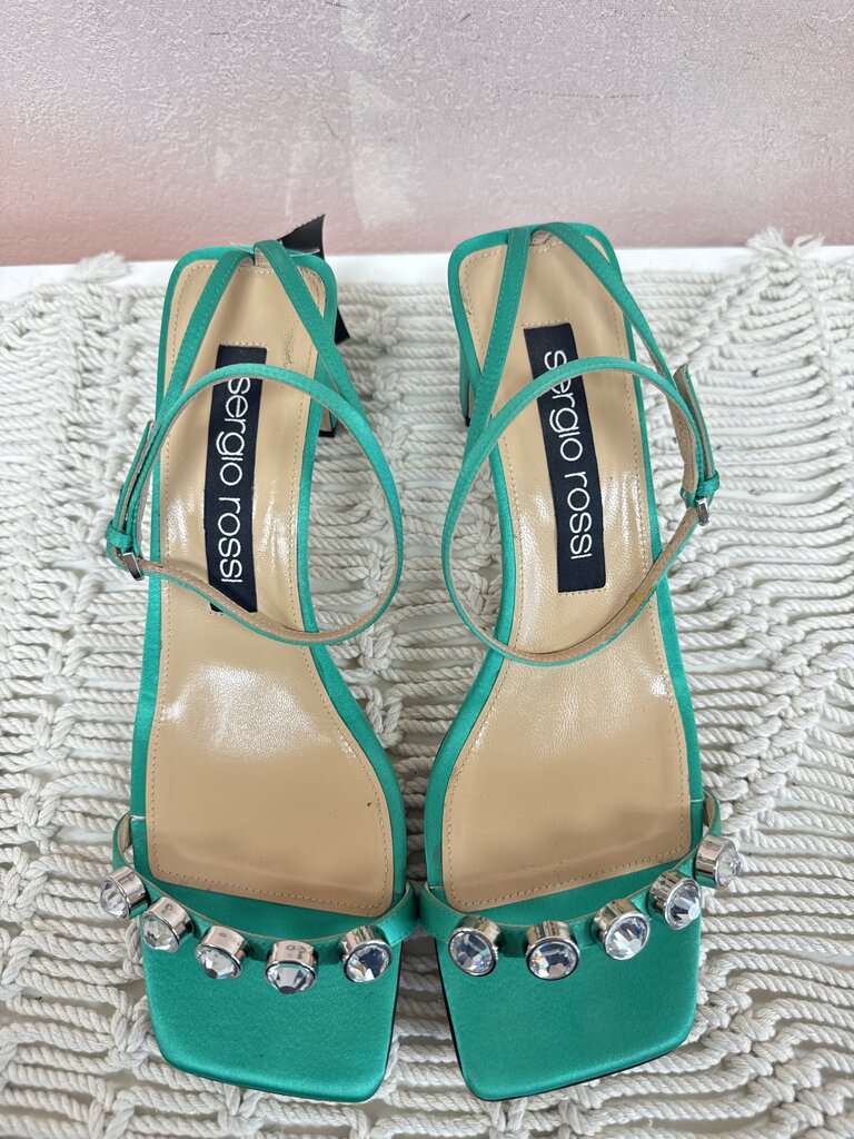 Sergio Rossi Green Embellished Heels