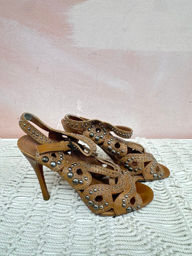 Alaia Tan Studded Heels