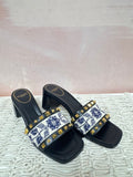 Valentino Rockstud Tapestry Block Heel Sandal