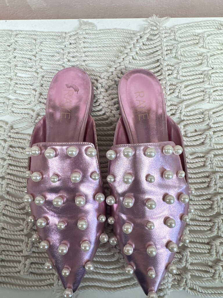 Raye Pink Metallic Pearl Embellished Slide