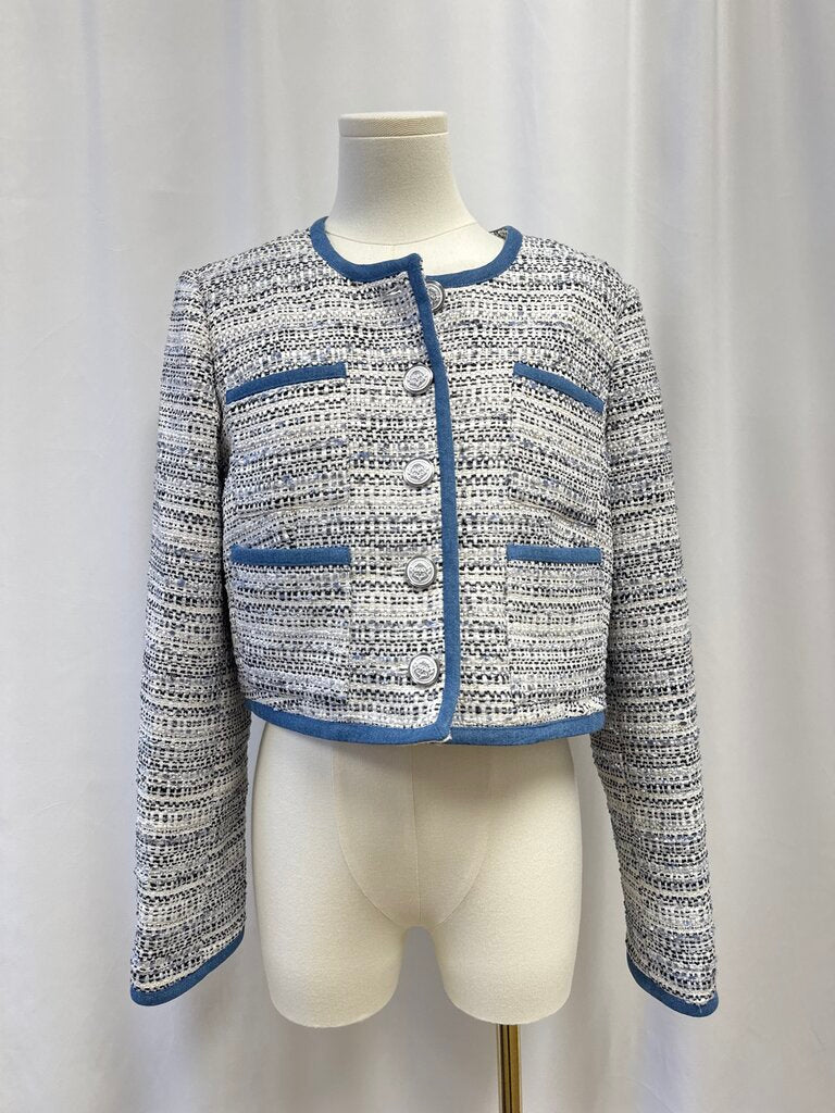 Elie Tahari Blue Tweed Cropped Jacket NWT