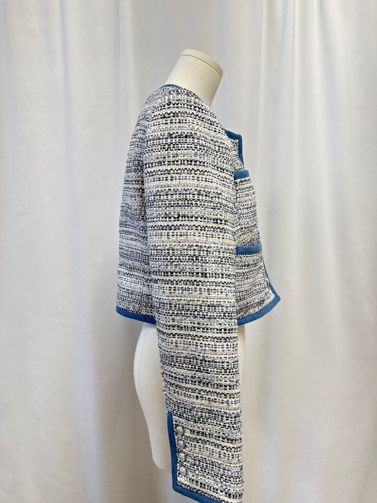 Elie Tahari Blue Tweed Cropped Jacket NWT