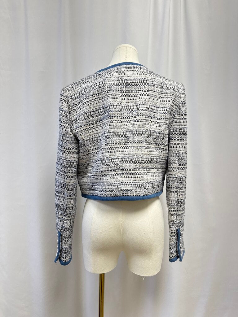Elie Tahari Blue Tweed Cropped Jacket NWT