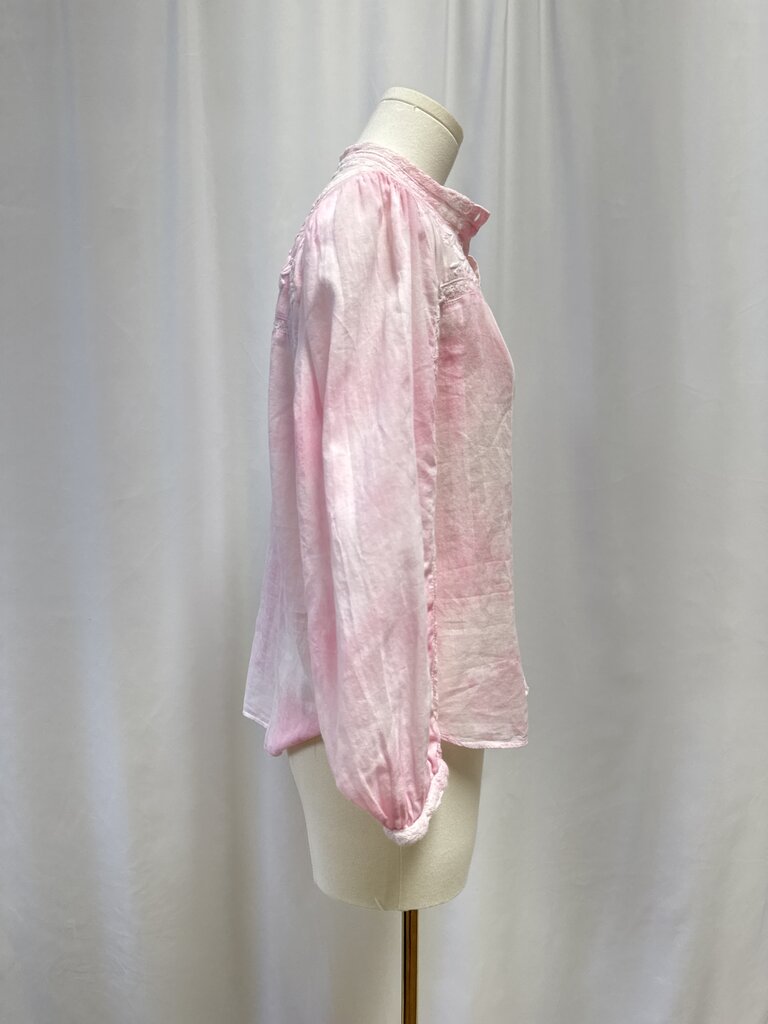 LoveShackFancy Pink Tie Dye Embroidered Blouse