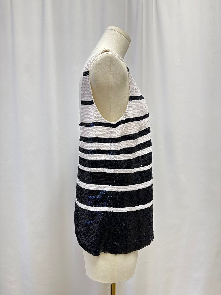 Ralph Lauren Black and White Striped Sequin Tank