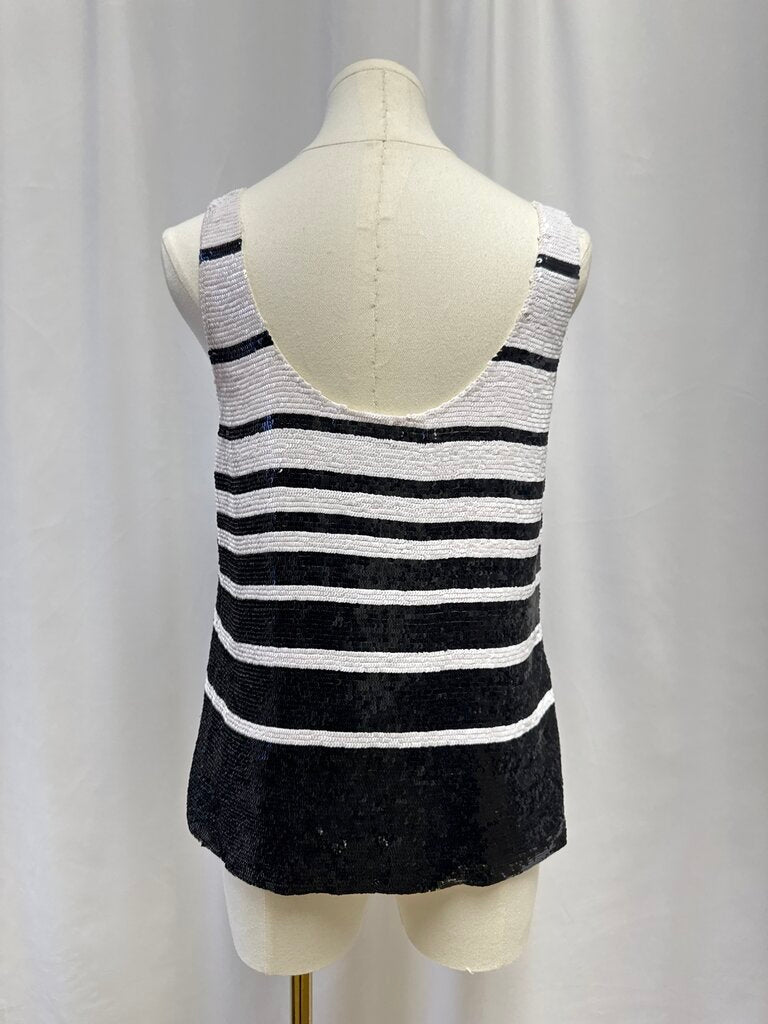 Ralph Lauren Black and White Striped Sequin Tank