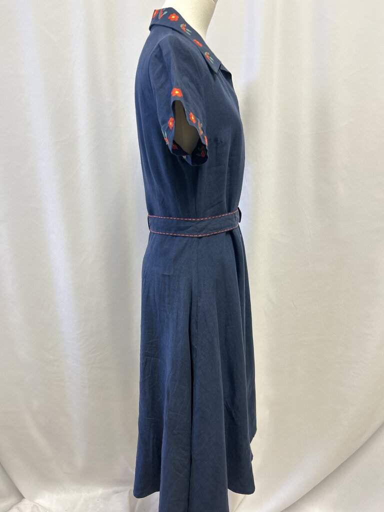 Kule x Fanm Mon Blue Linen Belted Dress