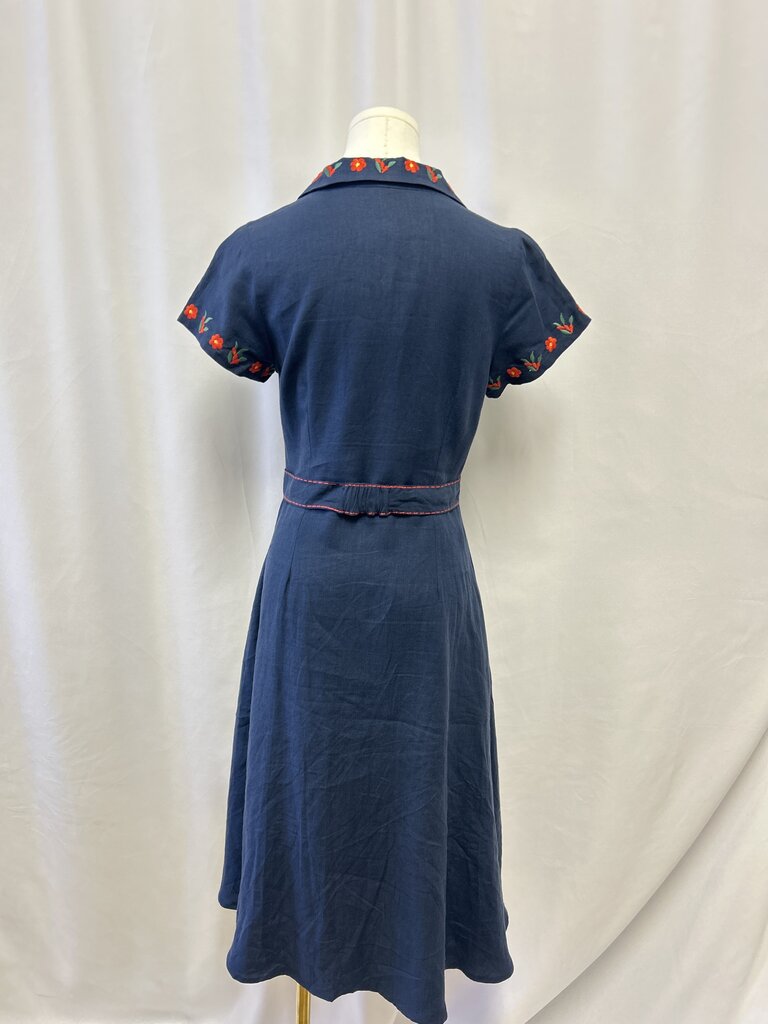Kule x Fanm Mon Blue Linen Belted Dress