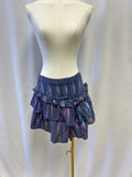 Mother Blue Ikat Ruffle Mini Skirt