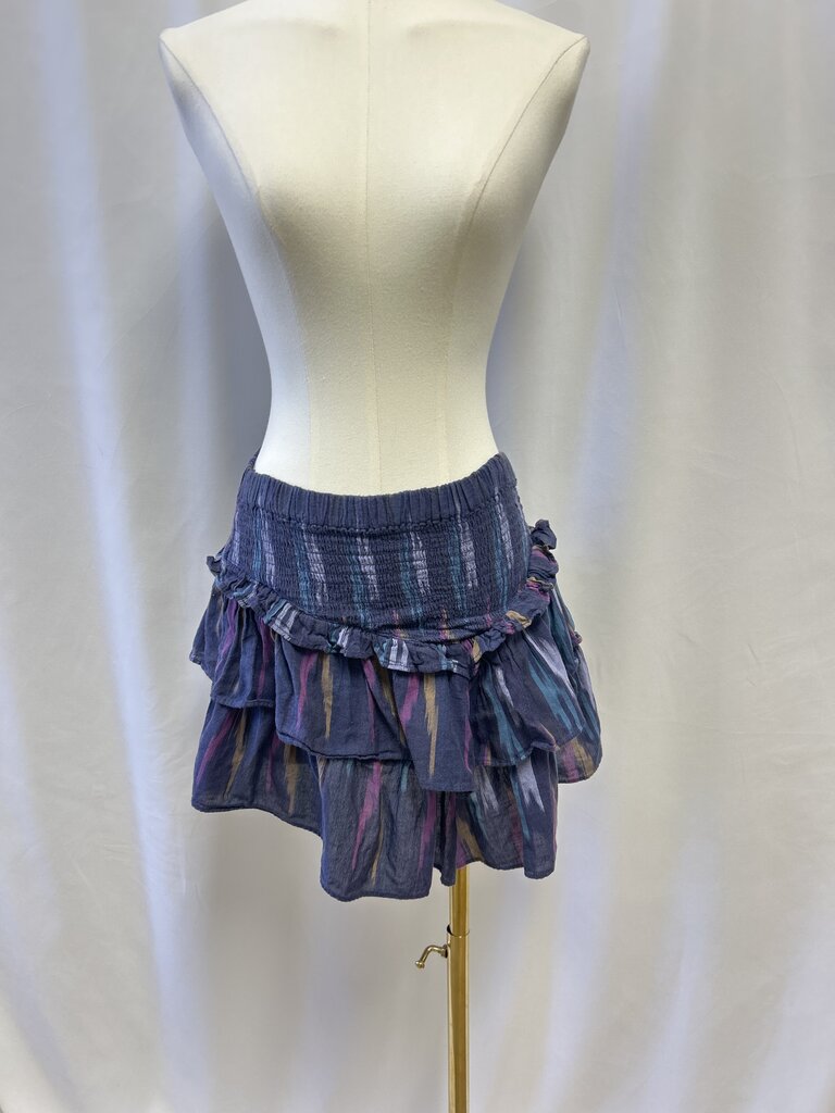 Mother Blue Ikat Ruffle Mini Skirt