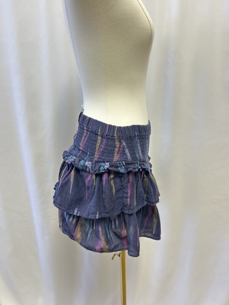 Mother Blue Ikat Ruffle Mini Skirt