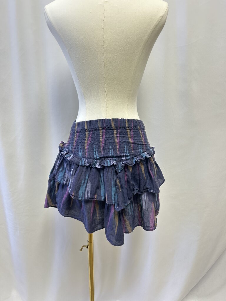 Mother Blue Ikat Ruffle Mini Skirt