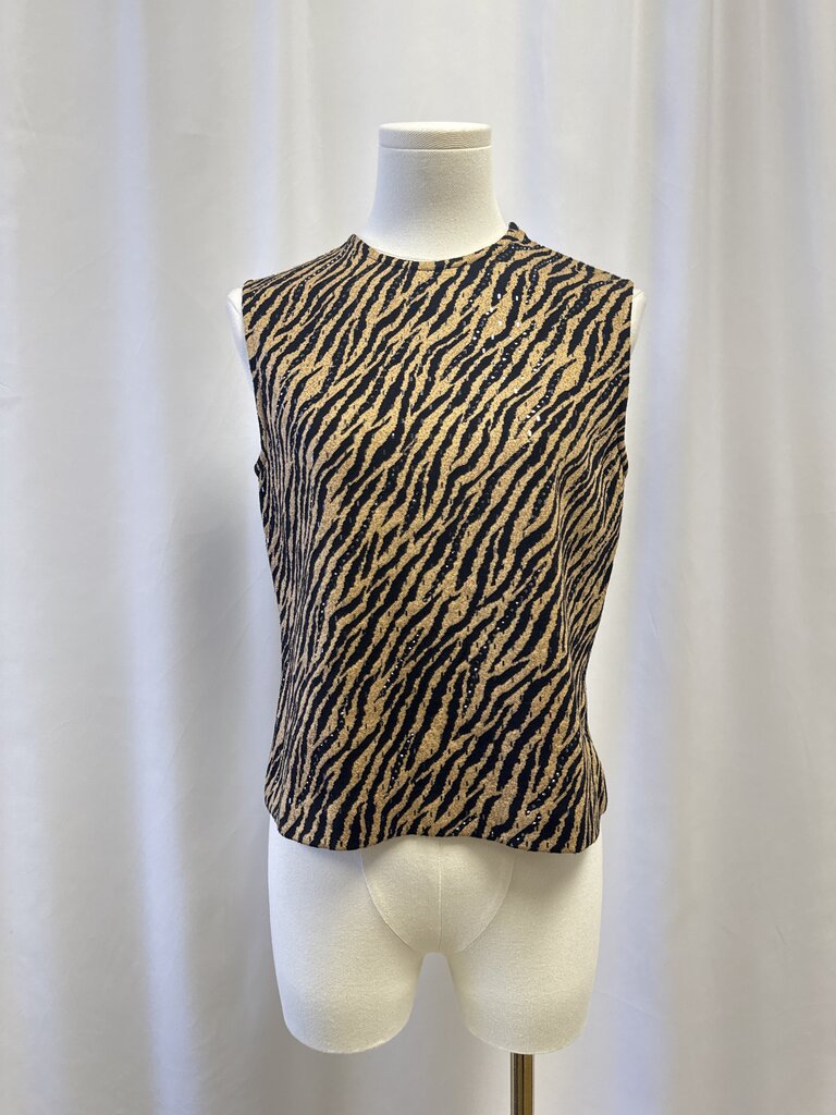 St John Tan Animal Print Knit Top