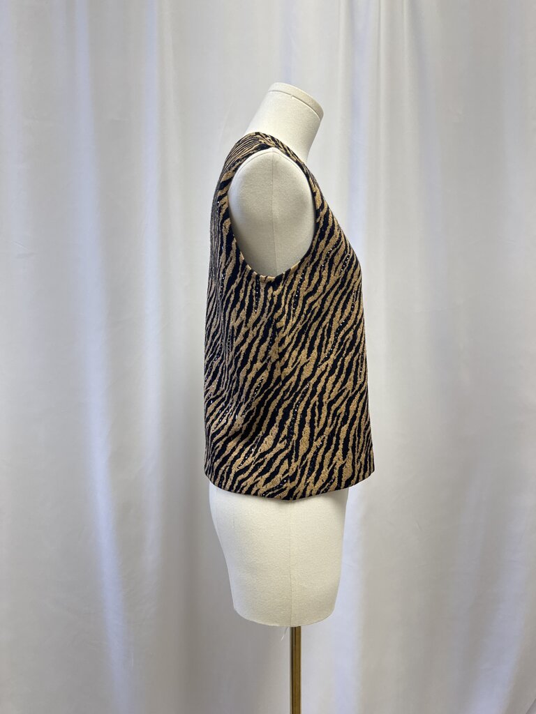 St John Tan Animal Print Knit Top