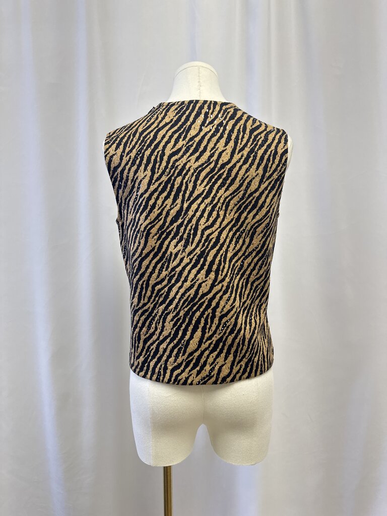 St John Tan Animal Print Knit Top