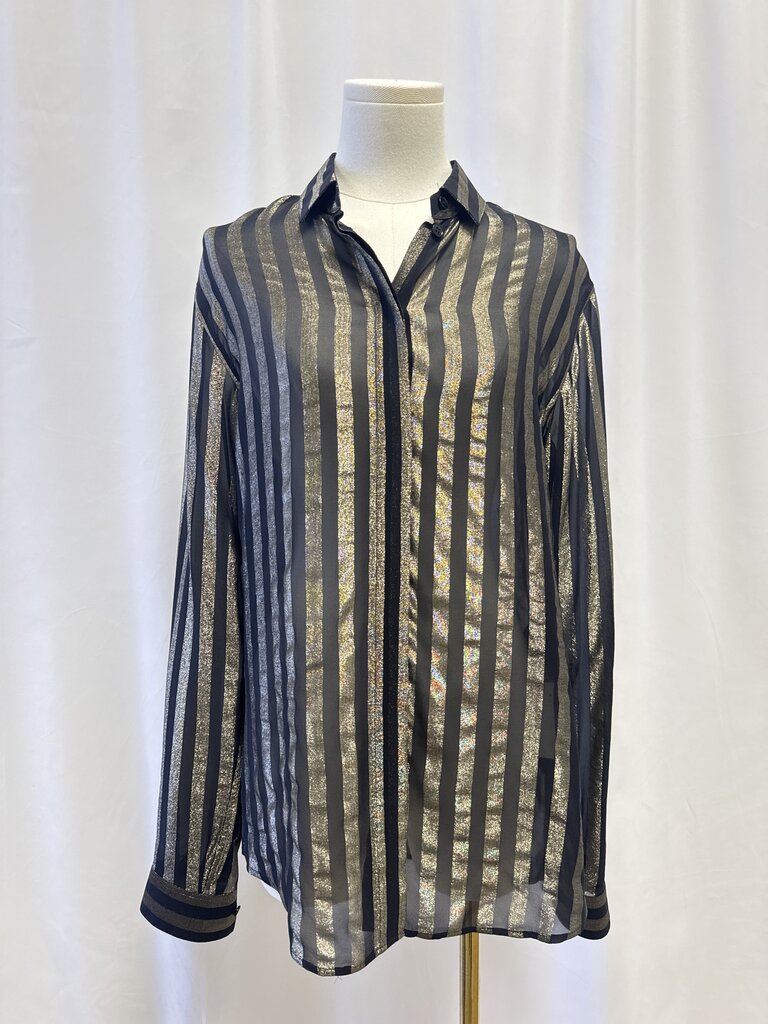 Saint Laurent Gold and Black Striped Button Up NWT