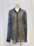 Saint Laurent Gold and Black Striped Button Up NWT