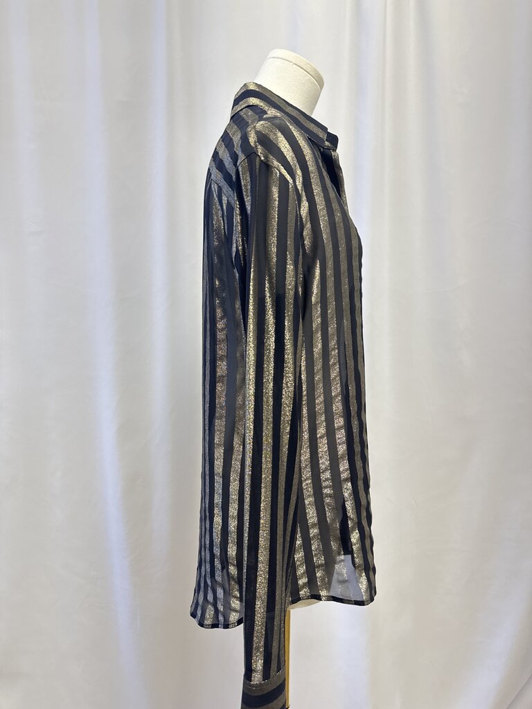 Saint Laurent Gold and Black Striped Button Up NWT